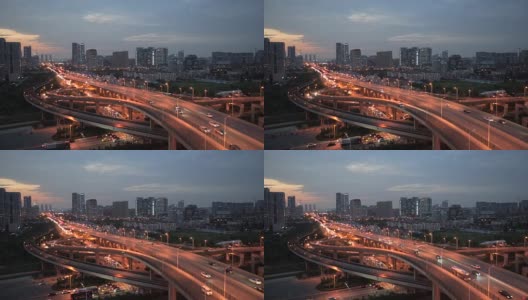 城市夜间的交通交汇处高清在线视频素材下载