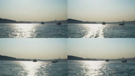 4K:伊斯坦布尔加拉塔桥上的苏莱曼清真寺。——股票视频高清在线视频素材下载