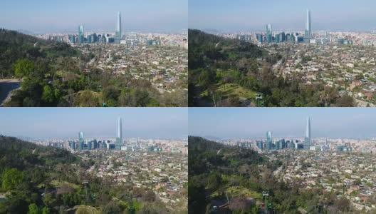 智利圣地亚哥航空全景景观建立镜头移动到城市摩天大楼高清在线视频素材下载