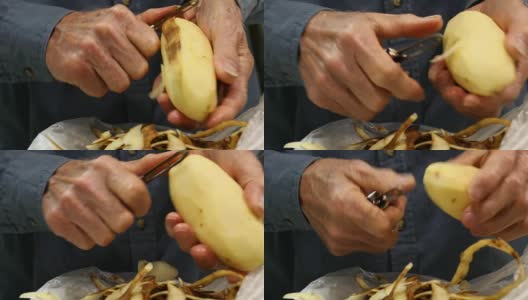 用土豆削皮器削新鲜土豆高清在线视频素材下载