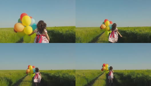 快乐的孩子与气球高清在线视频素材下载