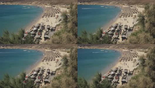 希腊米科诺斯的埃利亚海滩的高角度视图高清在线视频素材下载