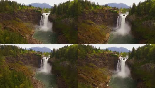 斯诺夸尔米瀑布北本德华盛顿瀑布河流流过Si山高清在线视频素材下载
