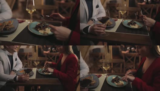 现代情侣在餐厅用餐高清在线视频素材下载