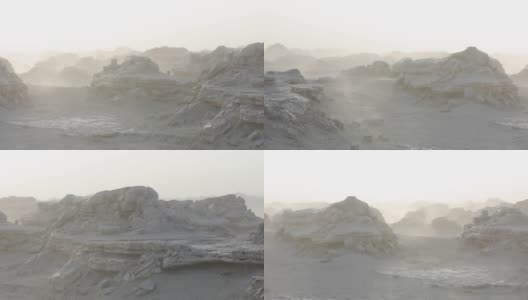 荒凉干燥的沙漠带着沙尘吹来高清在线视频素材下载