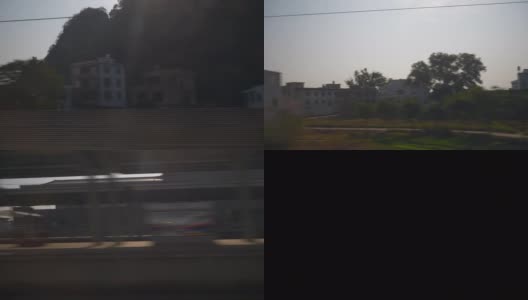 广州区阳光灿烂的傍晚火车公路旅行通过名山乘客座位窗pov全景4k中国高清在线视频素材下载
