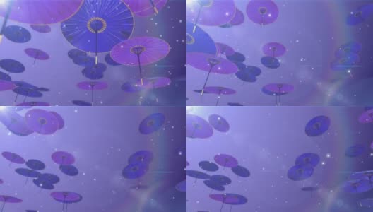 日本伞中国伞粒子循环动画高清在线视频素材下载