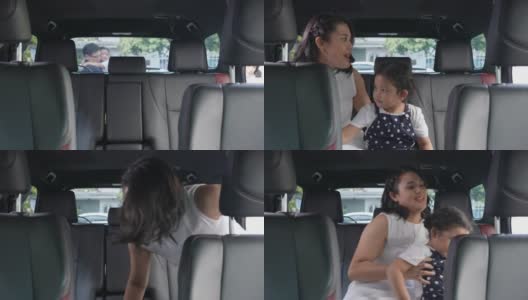 4K幸福的亚洲家庭开车上路旅行高清在线视频素材下载