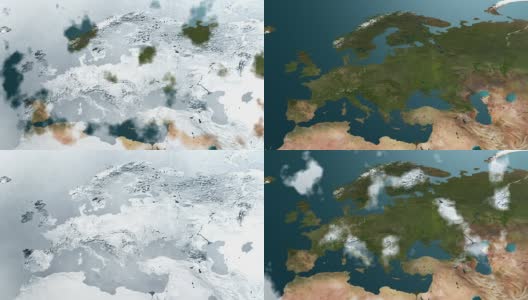 全球降温-欧洲冻结，4K动画。高清在线视频素材下载