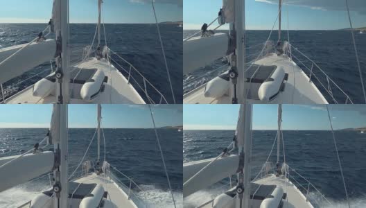 海上的白帆游艇高清在线视频素材下载