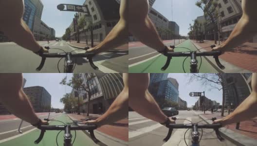 POV自行车骑行:在旧金山用公路赛车通勤高清在线视频素材下载