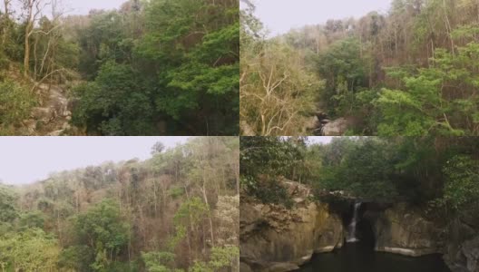 热带雨林空中瀑布高清在线视频素材下载