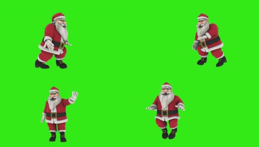 3D圣诞老人街舞在绿色高清在线视频素材下载
