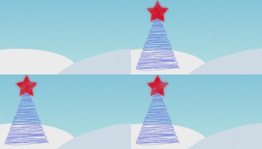 雪景圣诞树背景，与图形和文字的空间高清在线视频素材下载