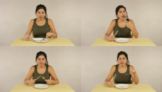 女性通过吃豌豆来减肥高清在线视频素材下载