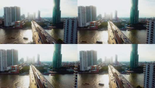 日落时的空中城市景色高清在线视频素材下载