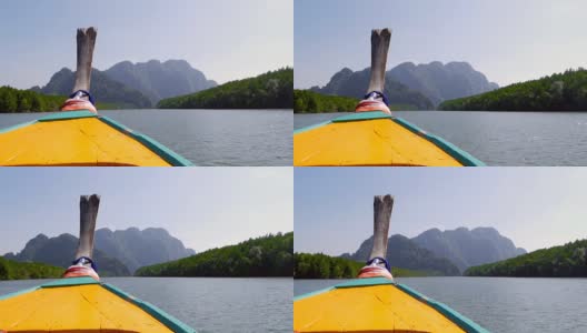 美丽的安达曼海风景。大海上方地平线上的雄伟山脉。海上的岩石令人惊叹的美丽高清在线视频素材下载