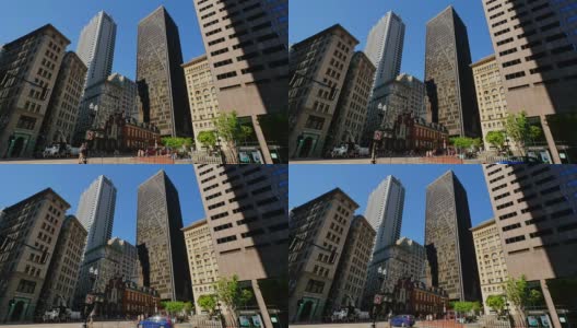 波士顿市中心的天际线和旧州议会大厦高清在线视频素材下载