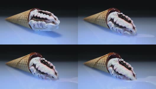 甜筒冰淇淋融化的延时高清在线视频素材下载