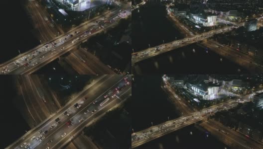 河上桥梁的鸟瞰图高清在线视频素材下载