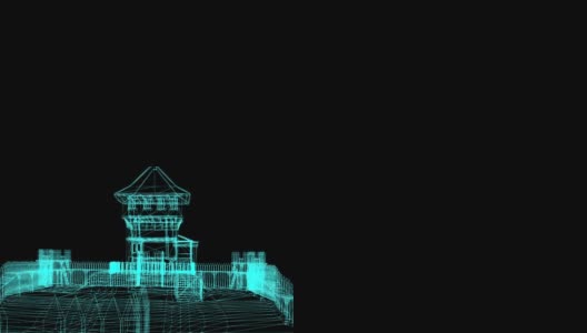 房子线框模型的动画- 3D渲染。高清在线视频素材下载