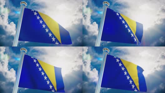 4K -波斯尼亚旗帜|可循环股票视频高清在线视频素材下载
