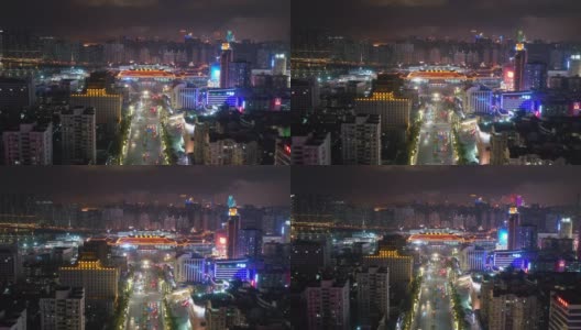 夜间灯光照亮珠海交通道路边境口岸，澳门城市航拍4k中国全景图高清在线视频素材下载