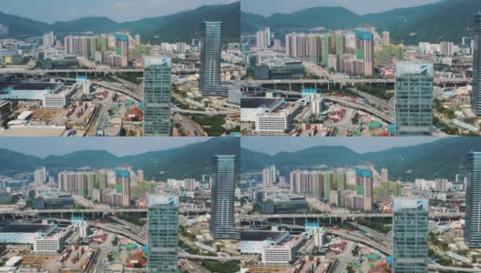 俯瞰商业和工业区，深圳，中国高清在线视频素材下载