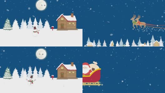 圣诞老人和驯鹿的动画高清在线视频素材下载