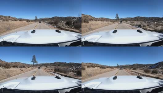 行车记录仪的慢镜头在冬天沿着加利福尼亚路行驶高清在线视频素材下载