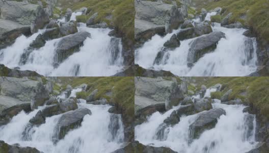 瑞士阿尔卑斯山的瀑布。Sidelenbach。Furka通过高清在线视频素材下载
