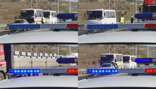 警察在高速公路上检查车辆高清在线视频素材下载