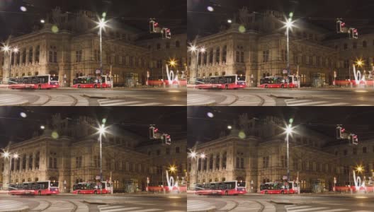 维也纳歌剧院，奥地利，1080p时光流逝之夜高清在线视频素材下载