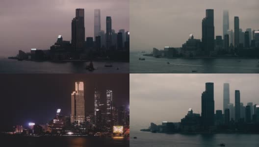 香港九龙区白天黑夜的时间流逝伴着凉爽的紫云高清在线视频素材下载