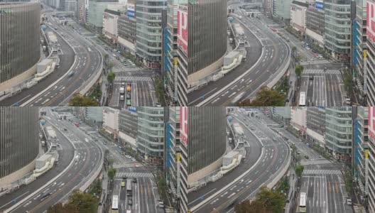 延时:鸟瞰日本东京银座高速公路城市景观高清在线视频素材下载