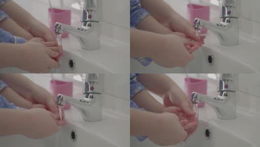 女婴洗手高清在线视频素材下载