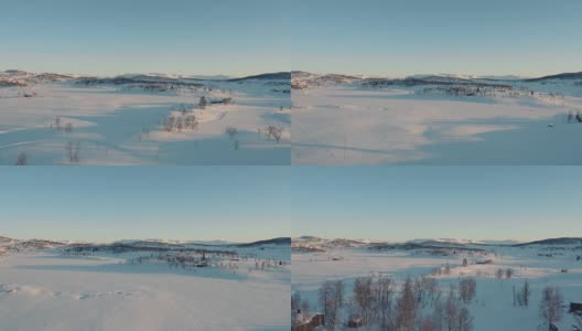 鸟瞰图的一个美丽的日落照亮的山高原在Telemark，挪威。高清在线视频素材下载