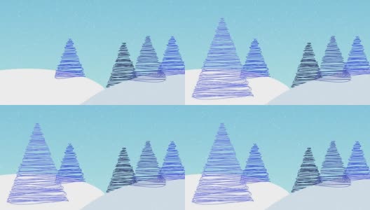 雪景圣诞树背景，与图形和文字的空间高清在线视频素材下载
