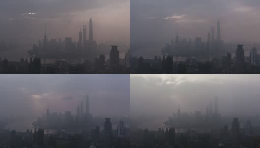 上海城市景观，日出，延时拍摄，4k高清在线视频素材下载