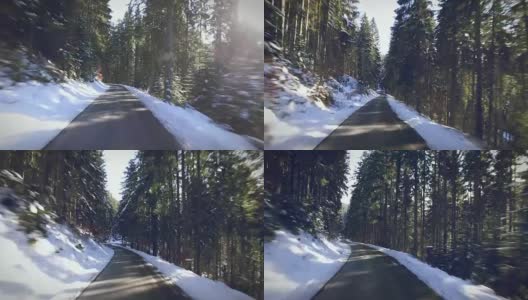 在德国黑森林雪地上开车高清在线视频素材下载