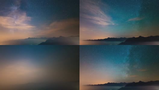 银河系在阿尔卑斯山上空旋转的时间流逝高清在线视频素材下载