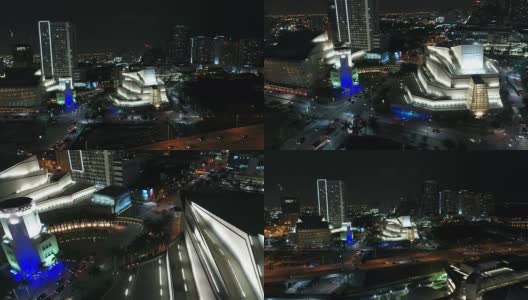 无人机拍摄迈阿密市中心夜间4k视频高清在线视频素材下载