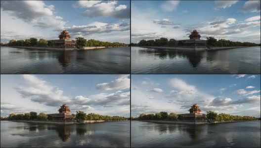 T/L WS View of the Corner of the Forbidden City / Beijing，中国北京高清在线视频素材下载