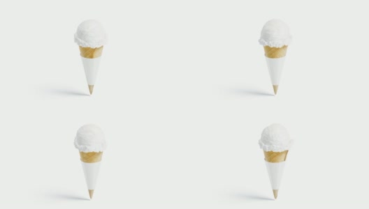 空白白色冰淇淋蛋筒包装模型，环状旋转高清在线视频素材下载