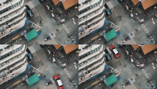 的士鸟瞰香港街景高清在线视频素材下载
