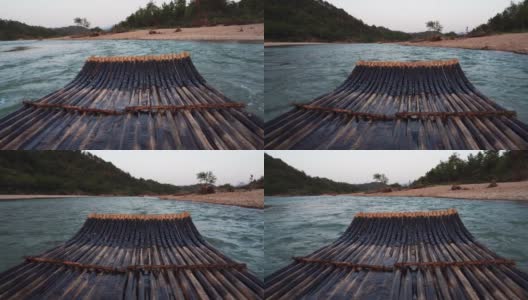 仙居河上的竹筏高清在线视频素材下载