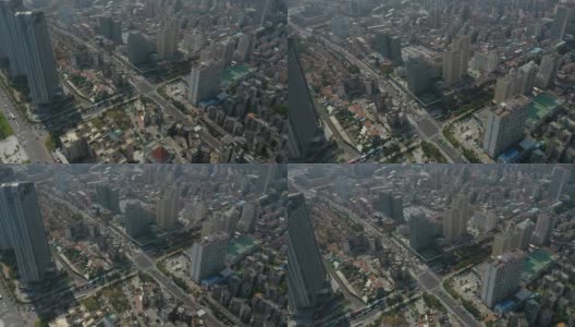 晴天珠海市区交通十字路口高空俯视图4k中国高清在线视频素材下载