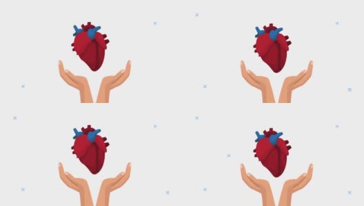 世界心脏日动画用手举器官高清在线视频素材下载