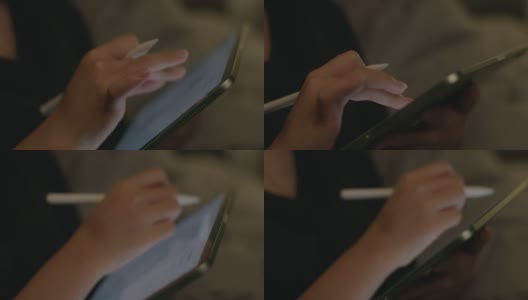 女人用钢笔画iPad高清在线视频素材下载