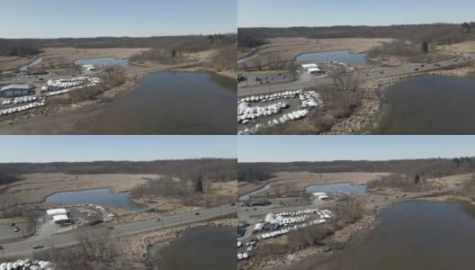 罗切斯特Irondequoit Creek和纽约湾无人机鸟瞰图高清在线视频素材下载